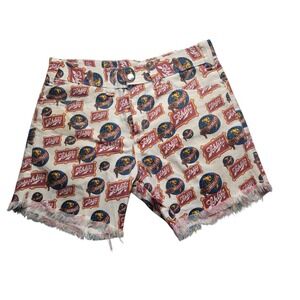 Vintage 70s Schlitz Beer Cutoff Denim Jeans Shorts Print All Over Print Men's 28